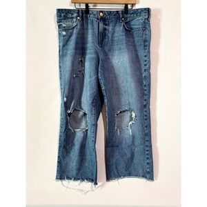 Express 90s Ankle Boot Flare Jeans Plus Size 16R Vintage Wash Denim Retro Casual